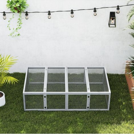Recinto per piccoli animali 181x100x48 cm in legno grigio con porta – MEUBLIV (1/5)
