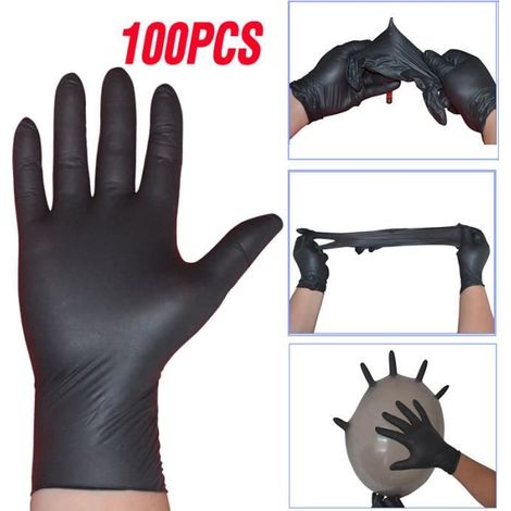 100 pcs / boîte sans poudre jetable nitrile PVC gants body art accessoires noir L (1/4)