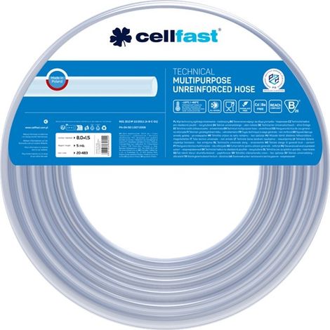 Tuyau technique non renforcé pour usage général 8,0 × 1,5 mm 5 m CellFast