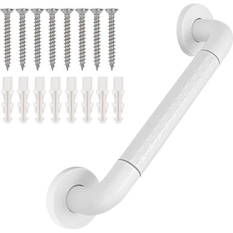 Barra de apoyo para baño, 30 cm, Barra de apoyo antideslizante para ducha, Barra de apoyo para inodoro, Barra de apoyo para bañera, Blanca (1/5)