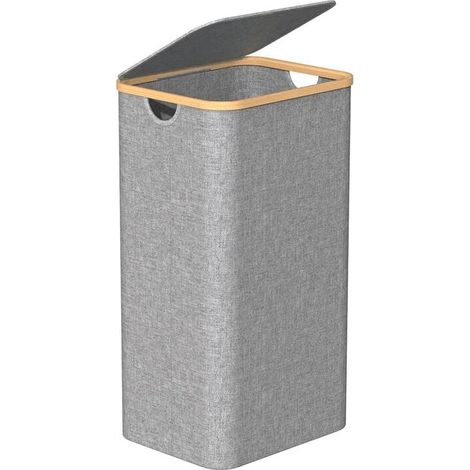 100L Laundry Hamper with Lid, Laundry Basket with Bamboo Handle and Lid, Laundry Hamper with Removable Bag for Bedroom, Bathroom, Dorm, Laundry Room, MUMU