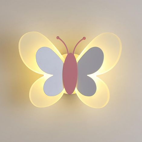 Applique Murale LED 16W Lampe Papillon Créative Moderne Lumière Chaude Acrylique Veilleuse Chevet Chambre Enfant Couloir Escalier