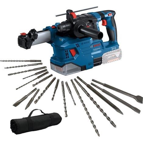 Bosch GBH 18V-22 SDS Brushless Cordless Rotary Hammer + Dust Extractor +17PC Set (1/5)