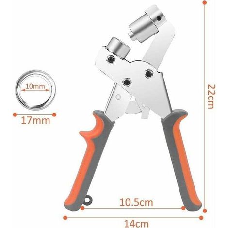 Pinze per occhielli Kit professionale per foratura occhielli 100 pezzi (diametro interno 10 mm) Pinze metalliche per fissaggio occhielli per teloni, tessuti, tende, pelle, PVC Cisea (1/4)