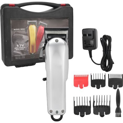 Tondeuse à cheveux rechargeable, coupe-cheveux électrique pour homme, outil de coupe avec prise US 100-240V, argenté, taille fine (1/5)