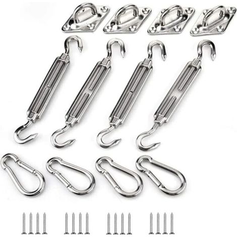 Kit de Fixation pour Voile D'ombrage, Acier Inoxydable Voile D'ombrage Kit de Fixation pour Triangle et Carré, Rectangle, du Voile D'ombrage Accessoires de Fixation M5 -Versaill (1/5)