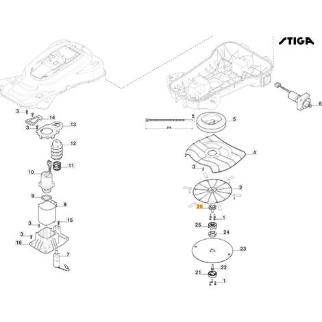 Mozzo interfaccia disco lame ORIGNALE STIGA a7500 rtk robot rasaerba 122465665/0