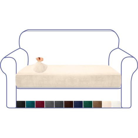 Fodera per cuscino da divano in velluto di lusso, molto elastica, morbidissima e spessa (2 posti, beige) (1/5)