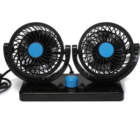 Doppellüfter – 360°-Drehung – Verstellbar – Fürs Auto – Leise – 2 Geschwindigkeitsstufen – 12 V – Fürs Armaturenbrett – Elektrisch – Für Klimaanlage und sommerliche Luftzirkulation