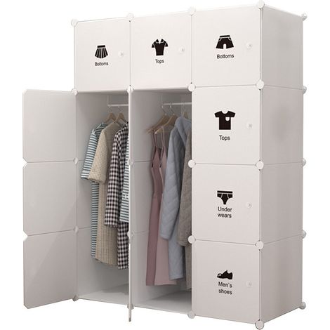 Kindergarderobe, Kunststoff-Aufbewahrungsregal, Schlafzimmerregal. Aufbewahrungsschrank, 111 x 47 x 147 cm, Weiß (1/5)