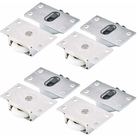 4 Paires Roues à Rouleaux pour Armoire Roues à Rouleaux pour Porte Coulissante Roulettes Placard Coulissant Galet de Armoire Porte Galet de Roulement de Porte pour Placard Fenêtre, (1/4)