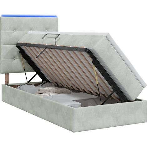 Maison Exclusive - LED-Speicherbett mit Matratze Hellgrau 90 x 20 (1/5)
