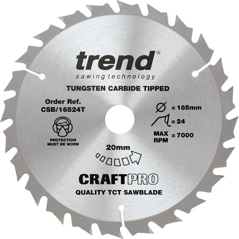 Trend CSB Cordless Circular Saw Blade 165mm x 20mm Bore x 24 Tooth Thin Kerf (1/3)