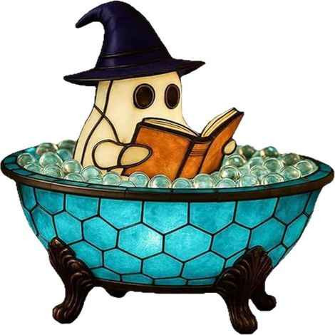 Lampe de bain à bulles fantôme mignon DigScape – Veilleuse LED d'Halloween pour chambre ou salle de bain, décoration fantôme amusante pour table, étagère ou cadeau de fête (1/5)