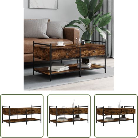 The Living Store Couchtisch Räuchereiche 99x50x50 cm Holzwerkstoff - Couchtisch - Wohnzimmerstil - Holzwerkstoff Möbel - Esszimmertisch - Regal (1/5)