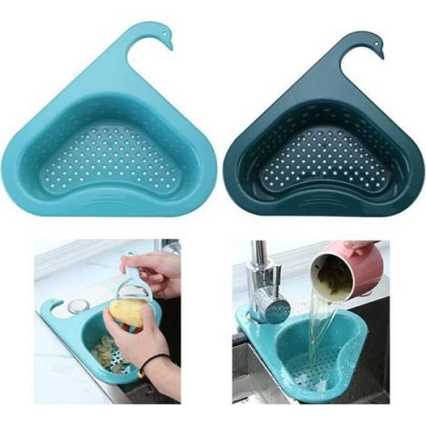Panier Passoire Evier - Polypropylène - Triangulaire Suspendu - Pour Filtre Aliments Cuisine - Lot de 2 (1/4)