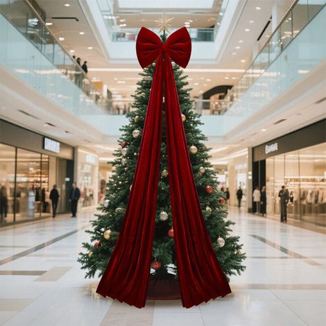 Crea – Sapin de Noël décoratif 40x200 cm – Nœud en flanelle bordeaux – Pour intérieur et extérieur – Décoration festive réutilisable (1/5)