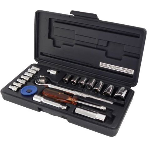 MANNESMANN - M 206 - JUEGO DE LLAVE DE VASO 1/4''+3/8'', 20 PIEZAS.