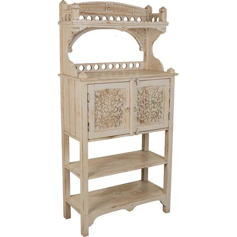 Aparador de madera artesanal blanco 75x35x150
