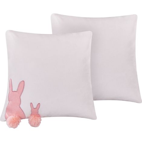 Set of 2 Decorative Cushions PHLOX Cotton 45 x 45 cm White (1/5)