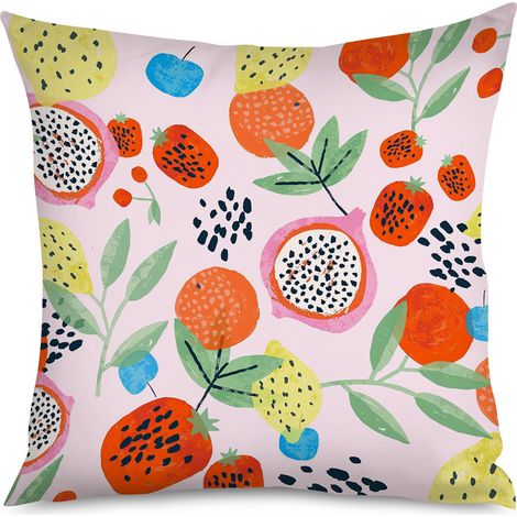 Housse de coussin pêche mignonne, fond pastel (1/5)