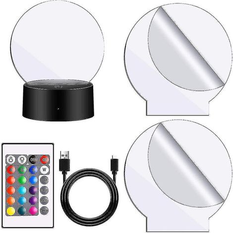 Kit de base pour veilleuse 3D à monter soi-même avec 7 couleurs de lumière réglables. (1/5)