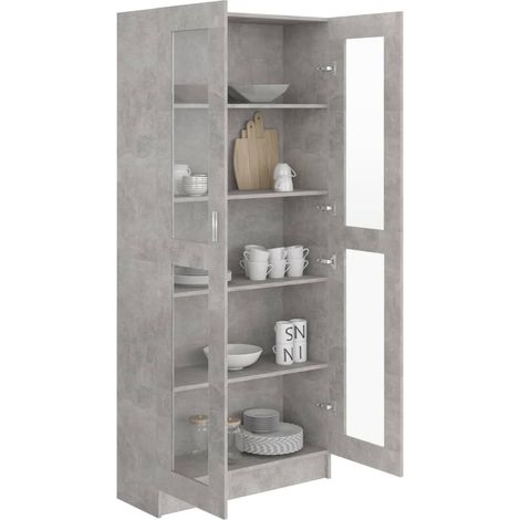 Armoire à vitrine Gris béton 82,5x30,5x185,5 (1/5)