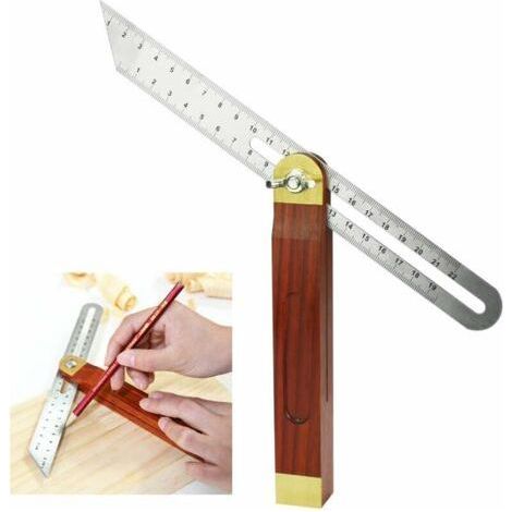 False square in stainless steel and wood 200mm – Adjustable angle 0 to 360° – For carpentry and architecture – Double-sided ladder (1/5)