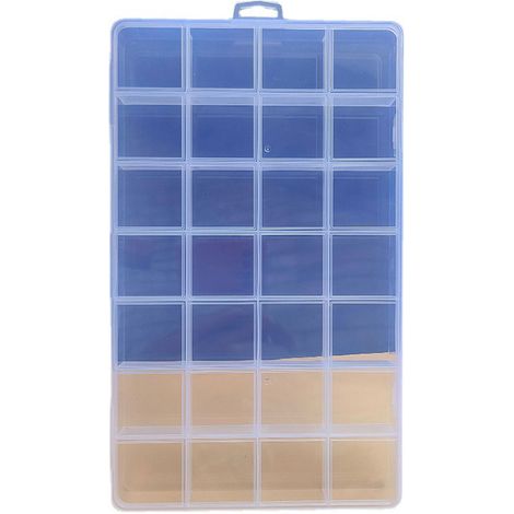 Boîte de rangement transparente en plastique ABS, 28 compartiments, organiseur de petits objets pour bijoux et élastiques à cheveux (1/5)