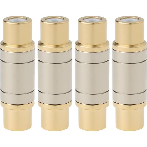 JSSEVN - Juego de 4 conectores adaptadores RCA hembra rectos, todos de cobre chapado en oro, para dispositivos de audio y vídeo. (1/5)