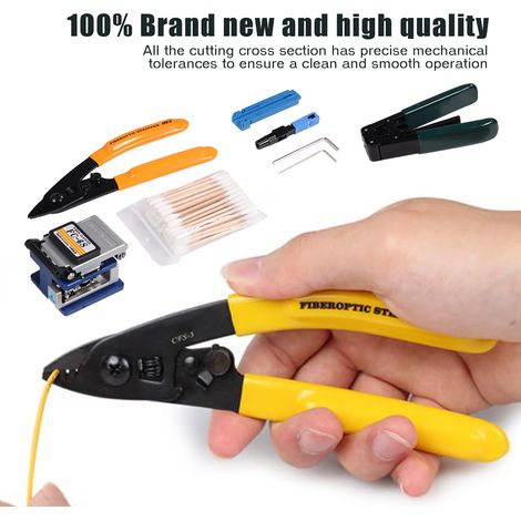 FTTH-Glasfaser-Spleißset mit FC-6S-Cleaver, Abisolier- und Schneidwerkzeugen, Komplettset für den Anschluss (1/5)