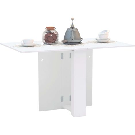 Miroytengo – Table pliante blanche 132 x 80 cm – Mélamine haute qualité pour espaces restreints – Pliable à 18 cm d'épaisseur