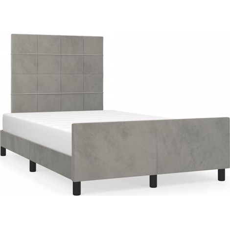 Lit double  Lit adulte  Cadre de lit sans matelas gris clair 120x190 cm velours (1/5)