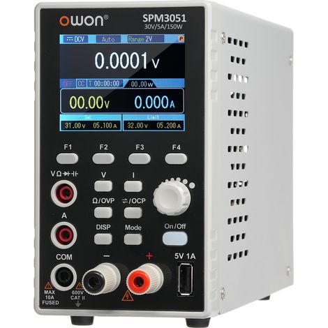 Nannigr SPM3051 - Alimentation de laboratoire 0-30V/5A avec écran 2,8" et multimètre - Blanc