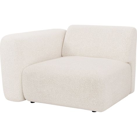Module fauteuil d'angle gauche en tissu bouclette blanc POGNI de Maison Céphy (1/2)