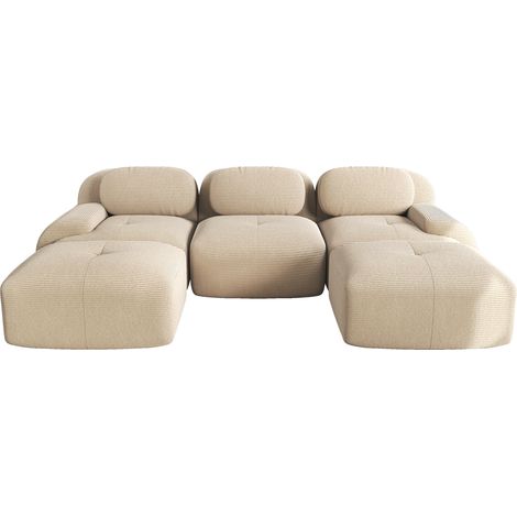 ELVMI Sofá esquinero modular sin estructura con asiento ergonómico y base antideslizante, en corduroy Beige (1/5)