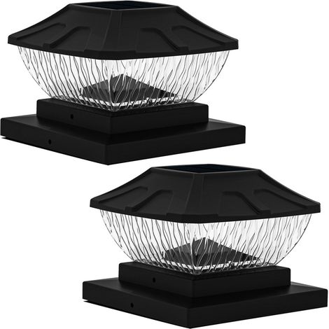 Luminaire Solaire pour Pilier de Jardin - Éclairage Patio, Porte et Clôture Extérieur Résistant à l'eau IP65 avec Batterie 600mAh (Taille 6x6 pouces) - Option 1 ou 2 Pièces
