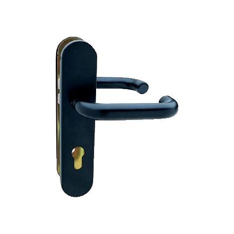 Béquille double sur plaque pour serrure CF 5000 entraxe 72 mm carré de 9 mm noir - TESA SA
