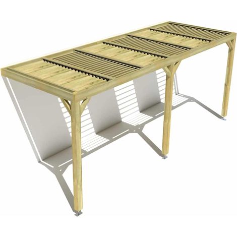 Pergola bois • 6m x 2m • adossée • sens profondeur • lames orientables bioclimatiques incluses • livraison comprise (1/3)