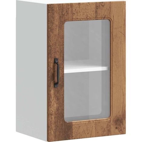 Meubles de Rangement,Armoire murale de cuisine avec porte vitrée "Kalmar" Bois d'ingénierie ancien CFW560306 (1/5)