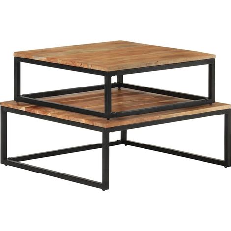 Maison Exclusive - Tables basses gigognes 2 pcs Bois d'acacia massif (1/5)