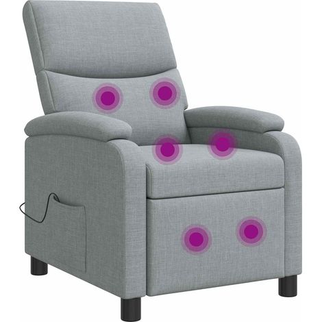 Massage Relaxsessel Hellgrau Stoff vidaXL (1/5)