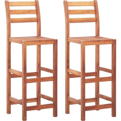 Tabourets de bar x2 chaises haute avec dossier design rustique en bois d'acacia DEC029333
