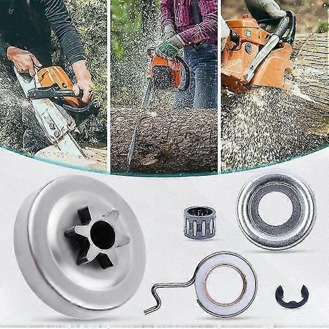 Kit d'embrayage à pignon 6T 3/8" compatible avec STIHL MS170 MS180 MS210 MS230 MS250 017 018 021 023 024 025 026 - Remplace la chaîne (1/3)