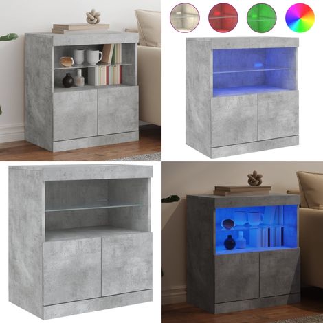 Buffet avec lumières LED gris béton 60x37x67 cm - Buffet Design Moderne - Meuble Rangement - Luminaire Led Rgb - Armoire Murale - Décoration Intérieur - Home & Living (1/5)