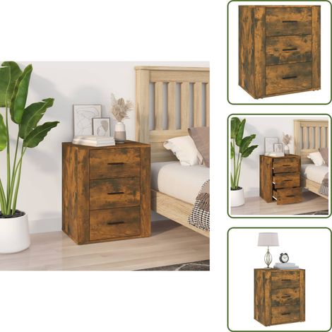 Nachttisch Räuchereiche 50x36x60 cm Holzwerkstoff - Nachttisch - Wohnzimmermöbel - Schlafzimmerschreibtisch - Holzmöbel - Holzwerkstoff (1/5)