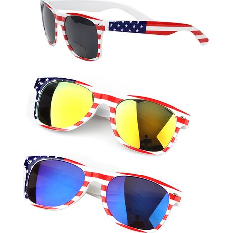 3 Lunettes de soleil, motif drapeau étoiles rayures, protection UV, fête indépendance, accessoires fête patriotique adultes enfants (1/5)