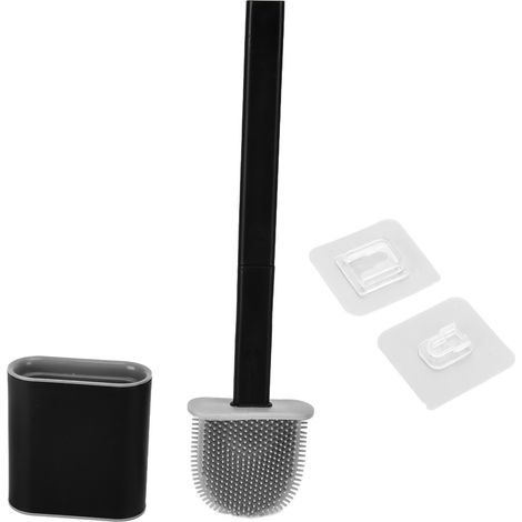 Brosse de toilette à manche carré détachable, brosse de nettoyage de salle de bain avec bac de récupération des condensats, noire-AquaForge (1/5)