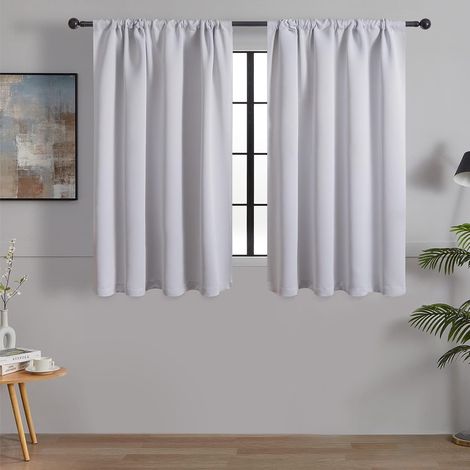 CCYKXAPetit Rideau Occultant Blanc de Cuisine 60x45 CM Tissu Impermeable Rideaux Courts Thermiques Isolant Tringle pour Fenetre Chambre sous Evier, 2 Pièces (1/5)