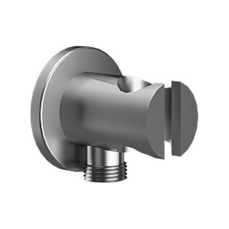 Presa acqua doccia con sostegno doccetta design tondo inox satinato KAM-ARTE SATINATO kamalu